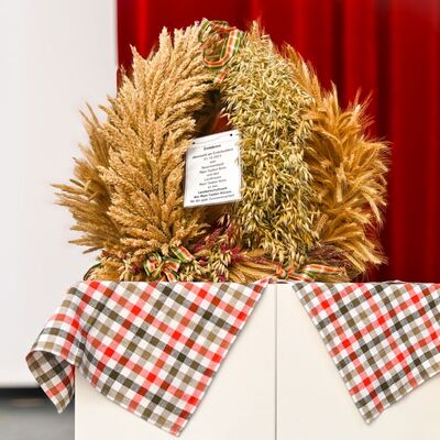 Die Erntekrone erstrahlt im Kreistag: Die traditionsreiche Auszeichnung wurde dem Gremium im Rahmen der Kreistagssitzung pr�sentiert. 