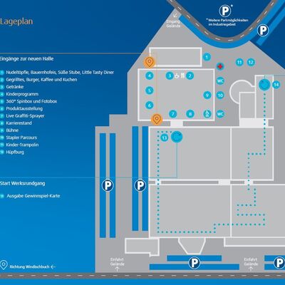Der Lageplan f�r den Tag der offenen T�r bei Systemair zeigt den Besuchern Parkm�glichkeiten und alle Attraktionen des Tages.