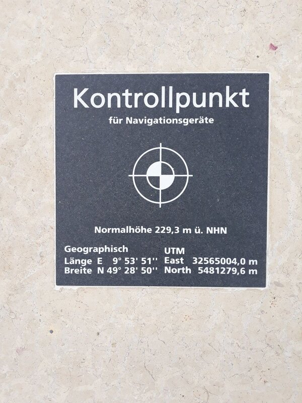 Kontrollpunkt Weikersheim mit Koordinatenangaben