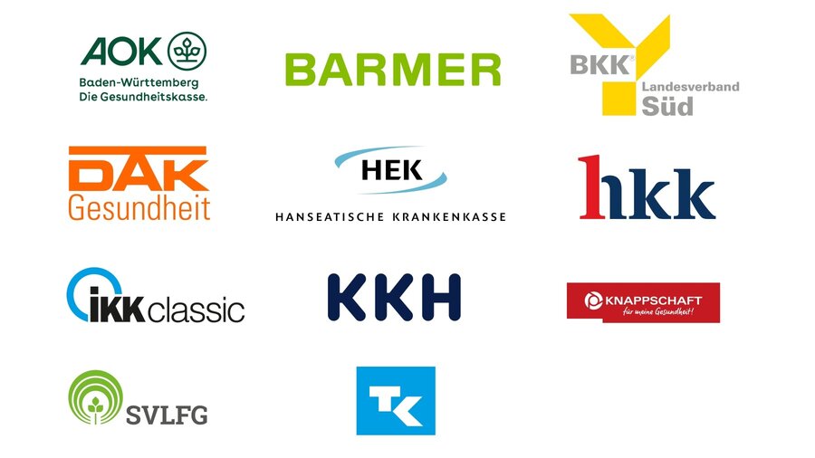 Logos der Kranken- und Pflegekassen
