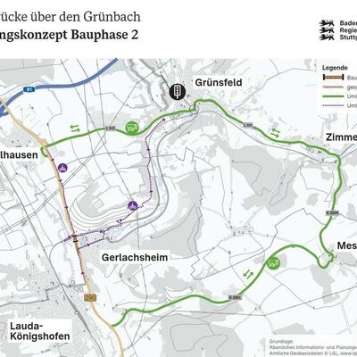 Gr�nbachbr�cke: Umleitungsplan Bauphase 2