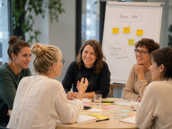 Gr&uuml;nderinnen im Austausch &uuml;ber Gesch&auml;ftsideen und Gesch&auml;ftsmodelle