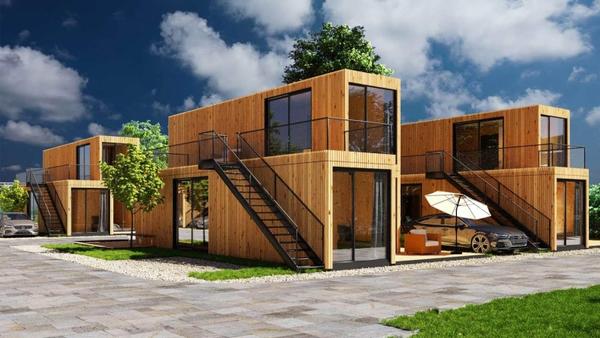 Ausgediente �berseecontainer werden f�r das Boardinghouse Wertheim zu Appartements umgebaut. 