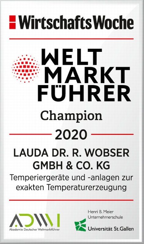Erneut wurde LAUDA mit dem Siegel der Weltmarktführer ausgezeichnet.