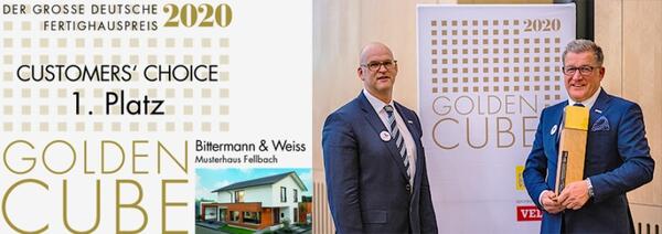 Der "Golden Cube" f�r das sch�nste Fertighaus in Deutschland 2020
