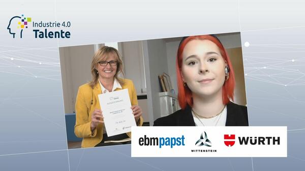 Celine Scheida, Auszubildende zur Kauffrau im E-Commerce der W�rth Industrie Service, nahm den Preis stellvertretend f�r die drei Ausbildungsbetriebe - virtuell - entgegen. 
