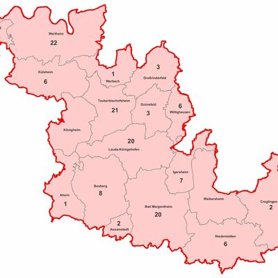 Aktive Fälle von Coronavirus-Infektionen im Main-Tauber-Kreis, aufgeschlüsselt nach Städten und Gemeinden (Stand: 27. Oktober, 15.30 Uhr).
