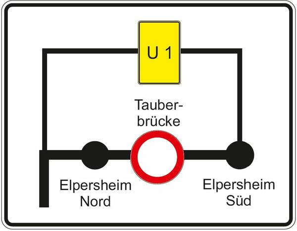 Die offizielle Umleitung wird durch Schementafeln ergnzt, welche die Streckenfhrung im berblick zeigen.