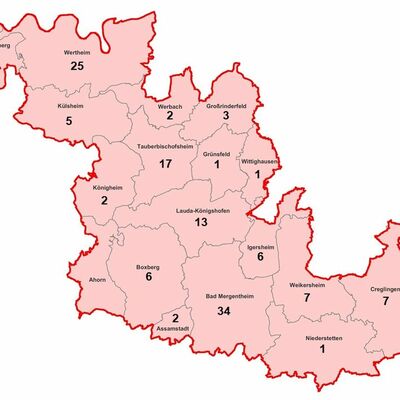 Neue Fälle von Coronavirus-Infektionen im Main-Tauber-Kreis, aufgeschlüsselt nach Städten und Gemeinden (Stand: 29. November, 16.00 Uhr)