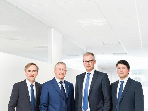 Der Vorstand der Wirthwein AG setzt sich zum 1. Januar 2022 neu zusammen. Von links: Thomas Kraus (Vertrieb), Marcus Wirthwein (Sprecher), Holm Riepenhausen (Technik) und Dr. Ralf Zander (Finanzen).
