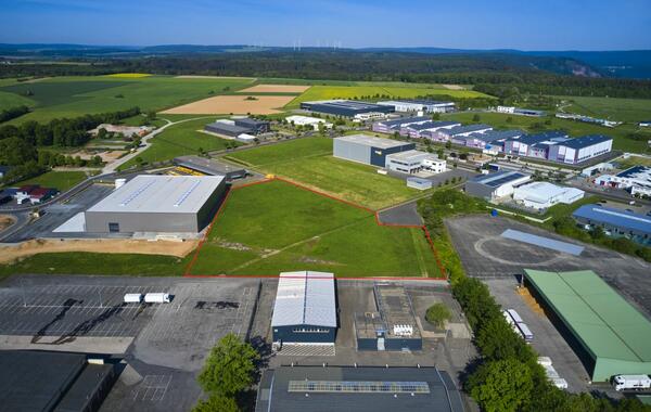 Rot umrandet das Grundst�ck des Unternehmens atg Luther & Maelzer im Gewerbegebiet Reinhardshof. 