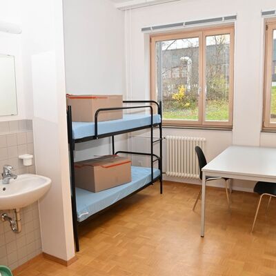 Ein Zimmer in der Gemeinschaftsunterkunft in der Niels-Bohr-Strae: Dort befinden sich auer den normalen Zimmern auch noch Familienzimmer und barrierefreie Zimmer. 