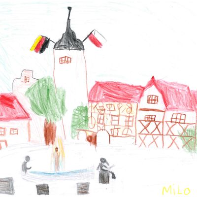 Milo Zipf, 7 Jahre, aus Tauberbischofsheim, mag im Sommer den Brunnen auf dem Schlossplatz von Tauberbischofsheim und war fasziniert vom Ausblick vom Türmersturm über die Stadt.