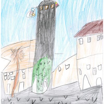 Darja Cakrama, 6 Jahre, aus Tauberbischofsheim, hat den Schlossplatz in Tauberbischofsheim gezeichnet.