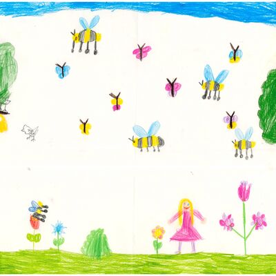 Lea Wachter, 7 Jahre, aus Assamstadt, freut sich auf den Frühling, wenn die Schmetterlinge, Bienen und Vögel bei ihr im Garten unterwegs sind.