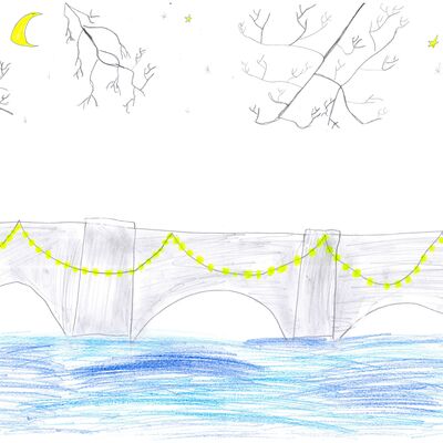 Lea Ionov, 11 Jahre, aus Lauda-Königshofen, hat die Tauberbrücke in Lauda-Königshofen gezeichnet.
