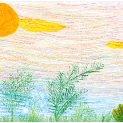 Clara Englert, 7 Jahre, aus Boxberg-Schweigern, findet die schnen Sonnenuntergnge Richtung Boxberg immer so toll. Sie wohnt direkt am Radweg und kann das Abendrot fast tglich bewundern. Auf der abgebildeten Wiese bei der Brcke lsst sie im Herbst gerne Drachen steigen.