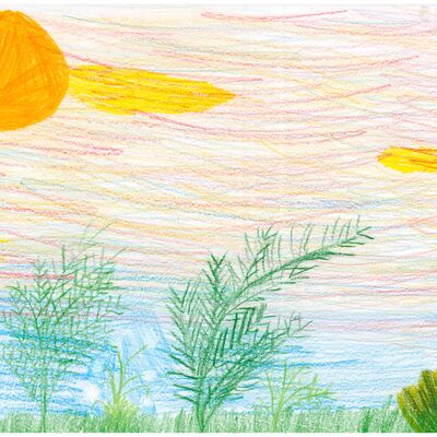 Clara Englert, 7 Jahre, aus Boxberg-Schweigern, findet die schönen Sonnenuntergänge Richtung Boxberg immer so toll. Sie wohnt direkt am Radweg und kann das Abendrot fast täglich bewundern. Auf der abgebildeten Wiese bei der Brücke lässt sie im Herbst gerne Drachen steigen.
