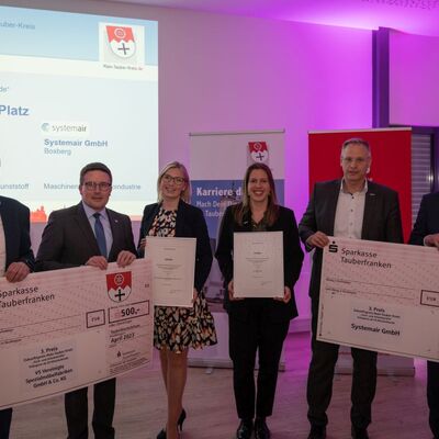 Dritte Pltze in der Kategorie II "ab 50 Mitarbeitende" - VS Vereinigte Spezialmbelfabriken GmbH & Co. KG aus Tauberbischofsheim und Systemair GmbH aus Boxberg